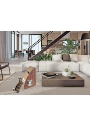 Cat Scratching Sloppy Board Box, Triangular Scratcher Box, Scratching Catnip, Cat Play, Natural Scratching, Cozy Cat Scratching, Redish Color, Large L=27cm