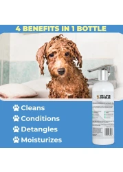 USDA Organic Dog Shampoo Conditioner Detangler Best Shampoo for Goldendoodles Poodles Doodles for Matted Pet Hair Sensitive Skin Shampoo for Puppies Made in The USA 16OZ Lavender