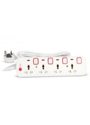 AFRA Universal Extension Cord, 4 Way, 4 Universal Sockets, 5 Meter Cable, Easy Set-Up &amp; Storage, Shockproof, 250V, AF-004EXRD-5MT, With 2 Years Warranty