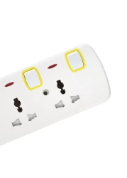 Olsenmark 4 Way Power Socket with Individual Switches- OMES1728D/ Equipped with PP Fire Proof Housing, Copper Parts, and Child Safety Shutter/ 3-meter Extension Cord, Ideal for Home, Office,