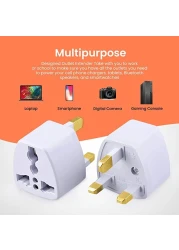 Universal Power Plug for UAE/KSA/UK/HK, 3 Pin Travel Adapter, Power Converter Socket for US/AU/JP/CN - (Pack of 2)