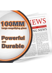 Dicfeos Magnifying Glass 10X Handheld Reading Magnifier with Cleaning Cloth100MM Large Magnifying Lens with NonSlip Soft Handle for Seniors Book Newspaper Reading and Kids Nature Hobby Exploration