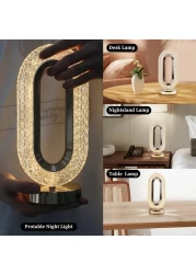 Fitto Touch Control Crystal Table Desk Lamp - Elegant LED Light with Adjustable Brightness, Dimmable Touch Sensor, Modern Decor for Office, Bedroom, Living Room, Nightstand, and Study