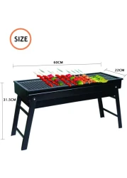 Portable Charcoal Barbecue Grill Foldable Stainless Steel BBQ Grill for Outdoor Camping Household Cooking Picnics Lightweight Durable Compact BBQ Equipment
