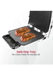 Nobel Portable Grill And Panini Maker Contact Grill 2000W Fixed Temperature Control Barbeque Grill Plate Ready Light Power Indicator NCG100 Silver With 1 Year Warranty