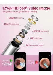 Ear Wax Removal Tool Camera 1296P HD Scope and 6 LED Lights Ear Cleaner with Camera Ear Cleaning Kit Earwax Remover Tool with 10 Spoon