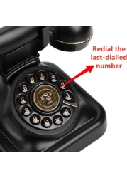 Sprintee Black Vintage Retro Telephone, Classic Old-Fashioned Landline Phone with Rotary Dial, Vintage Decorative Telephone for Home and Office Décor