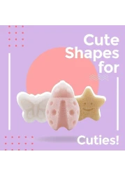 myHomeBody Konjac Baby Sponge for Bathing Cute Shapes Natural Kids Bath Sponges for Infants Toddler Bath Time Natural and Safe PlantBased Toys 3pc Set Butterfly Ladybug Star