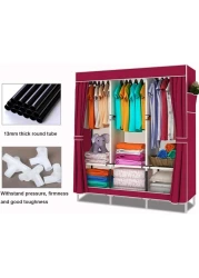 Portable Fabric Wardrobe with Hanging Rail &amp; Side Pockets &ndash; Foldable Canvas Closet Organizer for Clothes &amp; Shoes, Bedroom Storage Solution