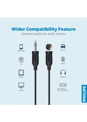 Philips SWA2528W/10 3.5mm Headphone Extension Cable 1.5m Black