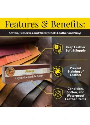 FiebingsGlycerine Saddle Soap for Leather Cleaner Conditioner Restorer for Car Seats Couches Shoes Purses Boots Bags Leather Goods 7 oz