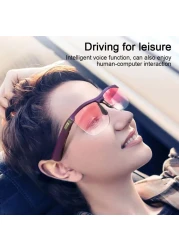 نظارات ذكية - نظارات شمسية مستقطبة بتقنية البلوتوث مع ميكروفون صوتي مدمج ومكبرات صوت مفتوحة للأذن، وحماية من الأشعة فوق البنفسجية، والتحكم الصوتي، ونظارات شمسية لاسلكية بتقنية البلوتوث