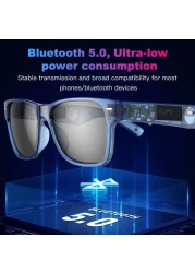 KUMI Meta V1 Smart Glasses, Semi-Transparent Design, Removable Lenses, Dual Speakers, AI Voice Assistant
