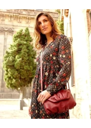 LACAMBRA PLI Bag Premium Genuine Leather Medium Handbag for Women Fashion Pleated Ladies Designer Luxurious Purses Crossbody Shoulder Bag with Adjustable Strap