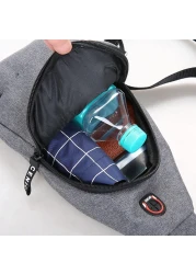 Small Sling Bag Crossbody Chest Shoulder Water Resistant Purse One Strap Travel Bag for Men Women With Earphone Hole - Grey