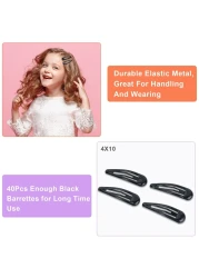 40Pcs Silicone Coated Hair Barrettes for Women NonSlip Metal Hair Clip Barrettes Drop Oil Protection Snap Hair Clips for Kids Teens GirlsBlack