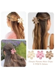ANEESAA6 Pack Flower Hair Clips for Women and Girls Preppy Flower Claw Clips Hawaiian Plumeria Hair Clips for Thin Hair Large Cute Flower Hair Clips for Thick Hair