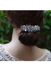 4 PCS Hair Barrettes for Women Ladies Flower Crystal Rhinestones Barrettes Pearl Spring Hair Clip Accessories Women Fashion Ponytail Holders Barrettes for Daily Wear Mothers Day present