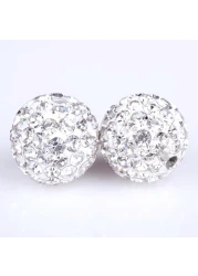 RUBYCA Pave Czech Crystal Disco Ball Clay Beads fit Shamballa Jewelry 20pcs 12mm White Clear