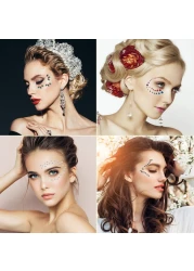 10 Sheets Eye Body Face Gems Rhinestone Stickers Self Adhesive Rhinestones Rainbow Face Gems for Women Festival Accessory and Nail Art Decorations Starlight style