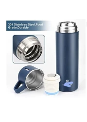 Thermos Bottle Set - Double-Layer Stainless Steel Vacuum Flask, Insulated Travel Water Bottle with Business Tea Cup, Keeps Drinks Hot or Cold
