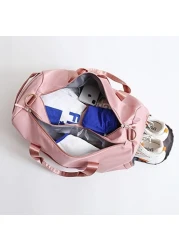 حقيبة صالة الألعاب الرياضية مع جيب للأحذية، حقيبة رياضية مع جيب مقاوم للماء للمناشف المبللة، حقيبة سفر من القماش الخشن للرجال والنساء من ماهمير (بينك)، زهري