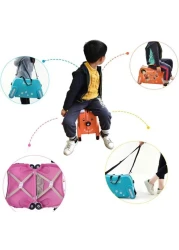 Children's Ride-On Suitcase with Wheels - Cute Cartoon Rolling Luggage for Kids, Travel &amp; Outdoor Fun(Blue)