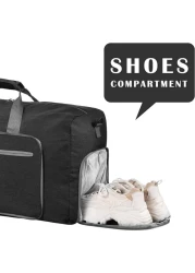 Duffle Bag with Shoes Compartment and Adjustable Strap,Foldable Travel Duffel Bags for Men Women,Waterproof Duffel Bags (85L)