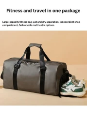 Mei Stylish Large Capacity Unisex Sports Gym Travel Duffle Bag with Shoulder Strap, Black