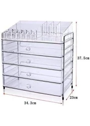 Five-Layer Transparent Acrylic Jewelry Box Design Bottom Layer Increase Fits Most Conceal Acrylic Makeup Organizer and Cosmetic Make Up Organizer Countertop Storage Box Brush Holder