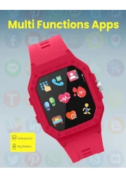 Moxedo Junior Smart Watch for Kids, 1.7&rdquo; Big HD Screen Bluetooth SmartWatch for Boys/Girls - 5-day Battery, IP67 waterproof, 6 Watch Faces, 22 Sport Modes, Alarm and Games (Red)