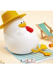 مصباح LED سيليكون قابل لإعادة الشحن عبر USB من بطة السعادة - أبيض