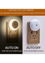 Generic Night Light Plug Into Wall, Nightlight With Dusk To Dawn Sensor, 0.5W LED Night Light For Kids Room, Baby Night Light, Bathroom Night Light, Stair Lights, Hallway Light
