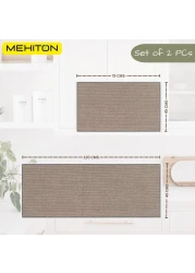 MEKITON - Set of 2 PCs Premium Anti-Fatigue, Non-Skid Natural Rubber Kitchen Floor Mats, Washable Runner Rugs for Kitchen Floor Front of Sink, Laundry Room 45X120CM + 45X75CM (Grey)