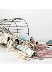 Mei Homecenter Ethnic Style Handwoven Tassel Carpet For Living Room Bedroom, Light Blue (Size 60&times;90CM)