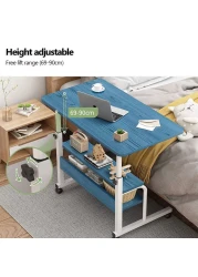 Jjone Laptop Desk Table With 2-Tier Storage Shelves &amp; Wheels, Workstation Study Laptop Table For Home Office (Sc11-White)