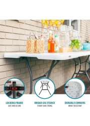 Generic Class Dn-Bm0 Heavy Duty Folding Table Centerfold, Ideal For Crafts, Outdoor Events, Convenient Carry Handle, 6-Feet, White - Cldnbm09, 180*70 cm