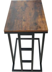 Panax C Shaped End Table, Side Table for Couch and Bed, Small Side Table for Small Spaces, Living Room, Bedroom, Rustic Snack Table (Rustic Brown)