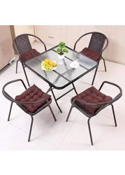 Yulan Iron Retro Outdoor Indoor Simple Folding Table Small Tempered Corrugated Glass, Transparent Ripple, Square, 629