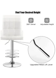 Galaxy Design Adjustable Bar Stools PU Leather Swivel Lift Kitchen Counter Pub Chair White Color - Size ( D x W x H ) 40 x 40 x 110 cm Model - GDF-J201.