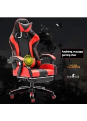 Gaming Chair, Video Gaming Chair, PU Leather High Back Ergonomic Swivel Racing Computer Chair Task Chair, Rolling Office Chair with Lumbar Support and Retractible Footrest for Gaming and Relax (Red)