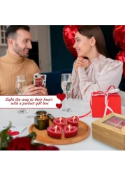 Jinou Valentine's day gift &ndash; Heart Shape Candles Encased in Premium Quality Bamboo box &ndash; Gift for Wife, Husband, Boyfriend and Girlfriend