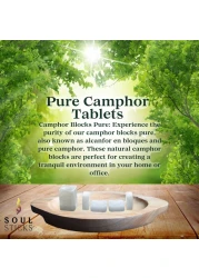 Soul Sticks Natural Camphor Blocks Camphor Tablets 300 Gram 64 Tablets for Aromatherapy Odor Elimination Puja Alcanfor en Bloques Alcanfor Tablets Alcanfor en Bolitas Kapoor for Pooja