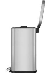 EKO 12L Square Step Bin Stella - Silver Compact Pedal Bin with Soft-Close Lid Fingerprint-Resistant Finish Removable Inner Liner