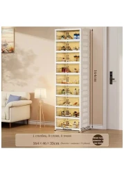 Foldable Shoe Rack &ndash; 6-Tier Plastic Shoe Shelf Organizer for 12 Pairs &ndash; Stackable Shoe Cabinet with Collapsible Storage Bins &amp; Doors for Closet, Entryway, Bedroom &amp; Hallway
