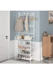 Aiwanto 5 Tier Shoes And Coat Rack Shoes Storage Shelf For Home (White)