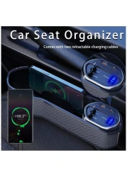Yeasha,Car Seat Gap Storage Box Storage Box Digital Display Multi Function Super Fast Charging Mobile Phone Charger Comes With 2 Telescopic Data Lines For Charging Suitable For All Car
