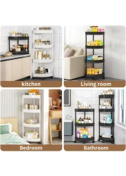 3-Tier Rolling Storage Cart,Corner Shelves， Multi-Purpose Organizer for Bathroom, Office &amp; Kitchen, Plastic Shower Caddy Organizer Shelf, Easy to Assemble &amp; Move,white