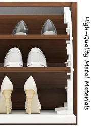 Shoe Storage Bench with Hidden Shoe Rack, Leather Entryway Shoe Bench Seat, Modern Shoe Organizer Cabinet, Decorative Furniture