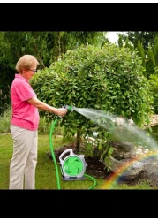 
Garden Hose Reel Rolling Hose Reel Retractable Hose Reel Compact Garden Hose Reel 7 Function Sprayer Nozzle 50FT Hideaway Hose Reel Wall Mount for Patio Cleaning and Car Washing (Green)